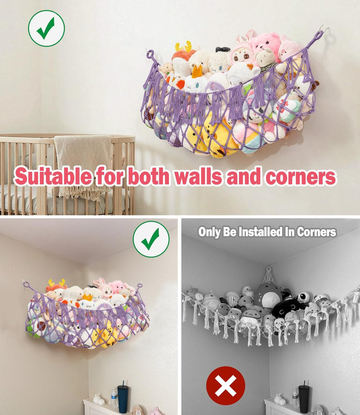 Stuffed Animal Hammock - Extra Large 56'' Long (Cream White)