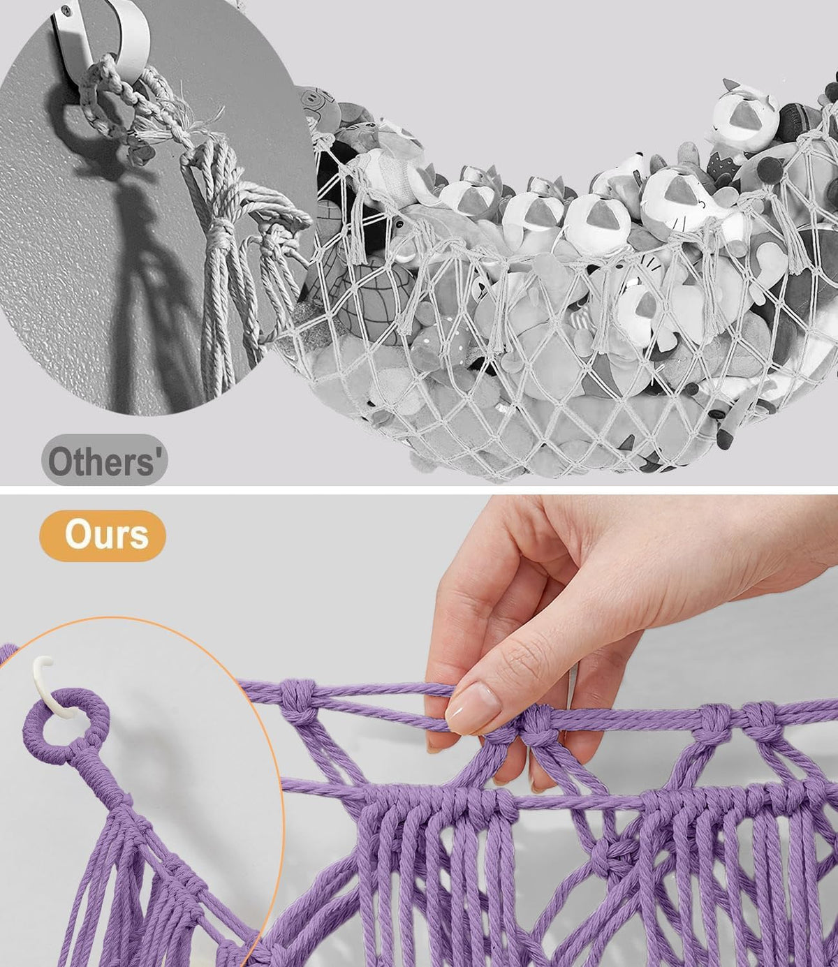 Stuffed Animal Hammock - Extra Large 56'' Long (Cream White)