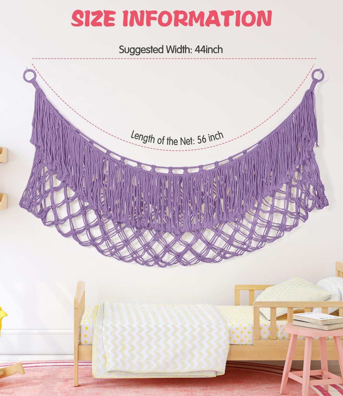 Stuffed Animal Hammock - Extra Large 56'' Long (Cream White)