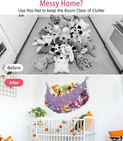 Stuffed Animal Hammock - Extra Large 56'' Long (Cream White)
