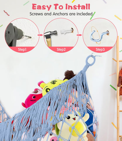 Stuffed Animal Hammock - Extra Large 56'' Long (Cream White)
