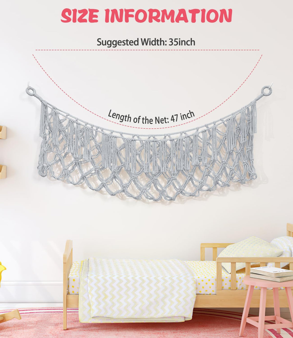 Stuffed Animal Hammock - Extra Large 56'' Long (Cream White)