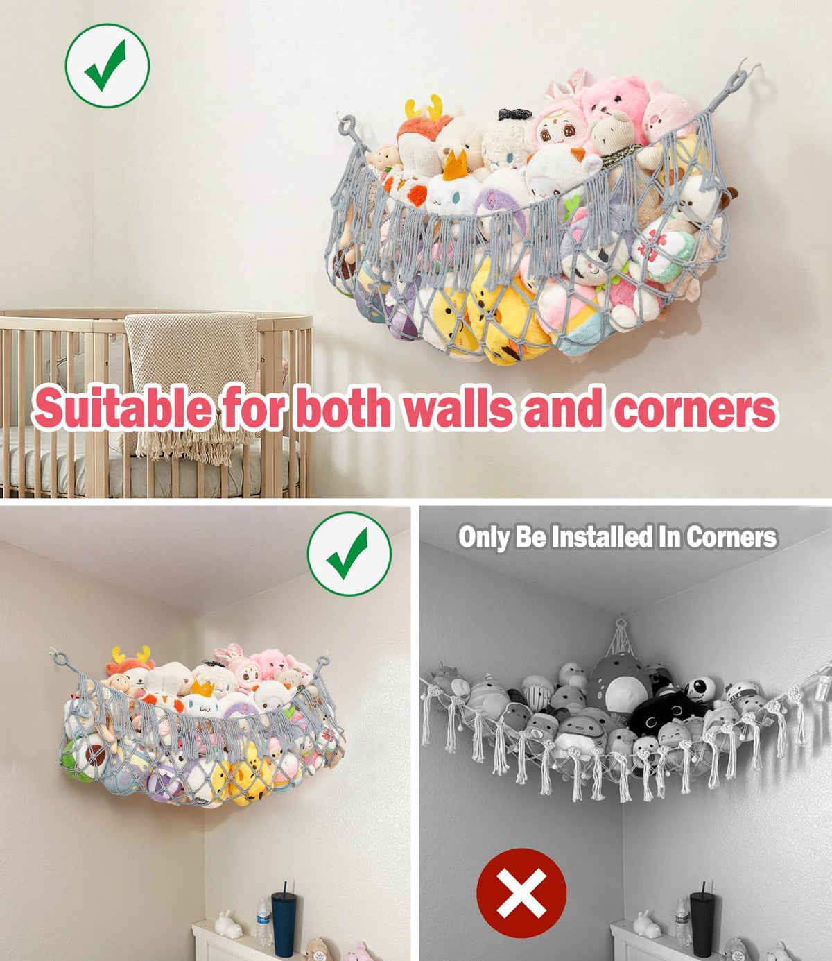 Stuffed Animal Hammock - Extra Large 56'' Long (Cream White)