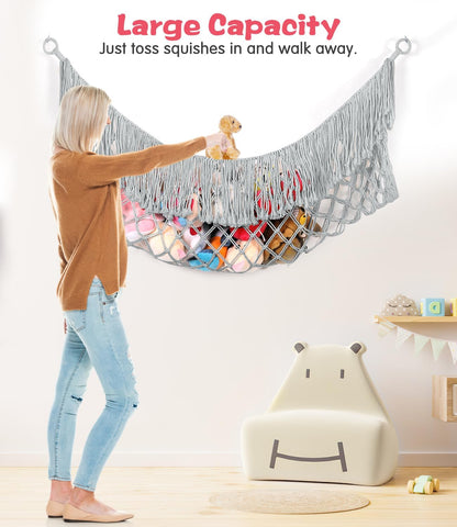 Stuffed Animal Hammock - Extra Large 56'' Long (Cream White)