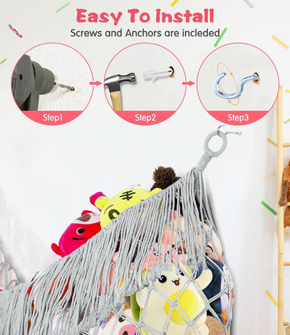 Stuffed Animal Hammock - Extra Large 56'' Long (Cream White)