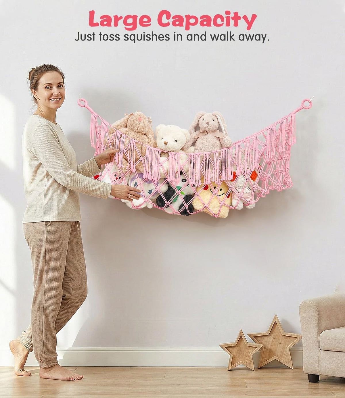 Stuffed Animal Hammock - Extra Large 56'' Long (Cream White)