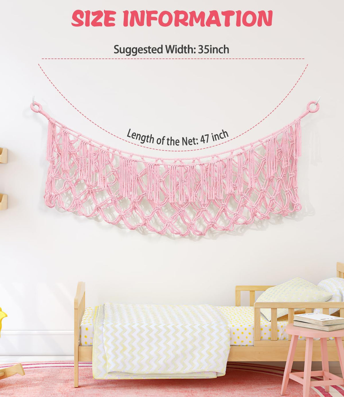 Stuffed Animal Hammock - Extra Large 56'' Long (Cream White)