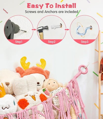 Stuffed Animal Hammock - Extra Large 56'' Long (Cream White)