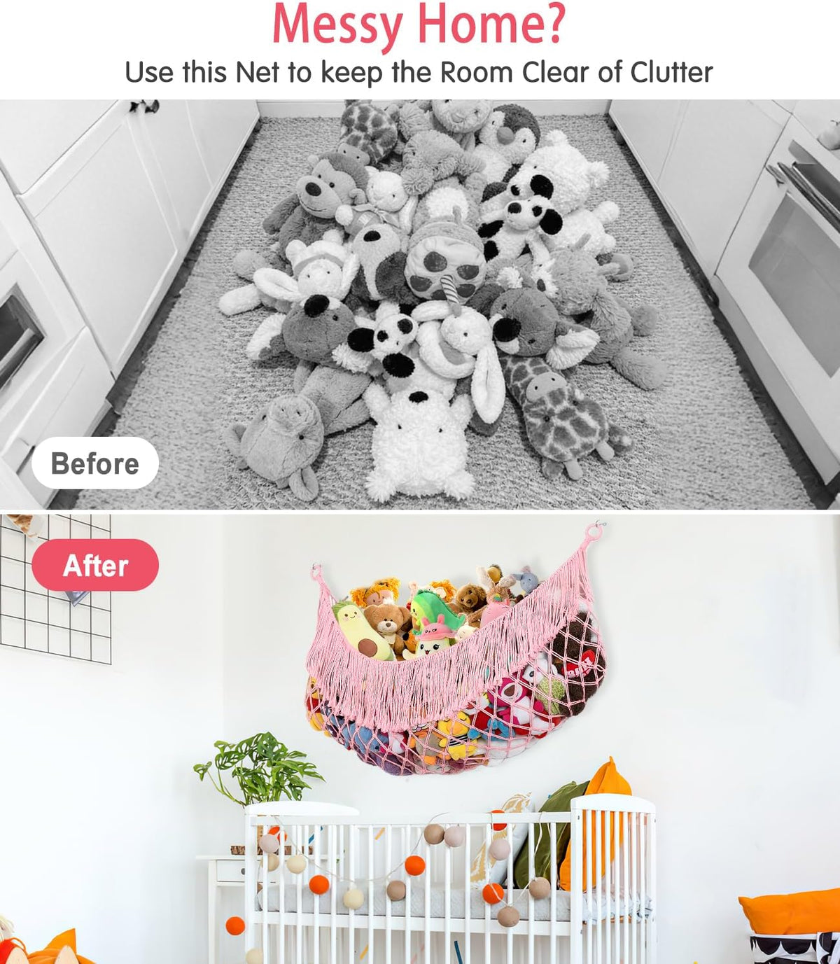 Stuffed Animal Hammock - Extra Large 56'' Long (Cream White)