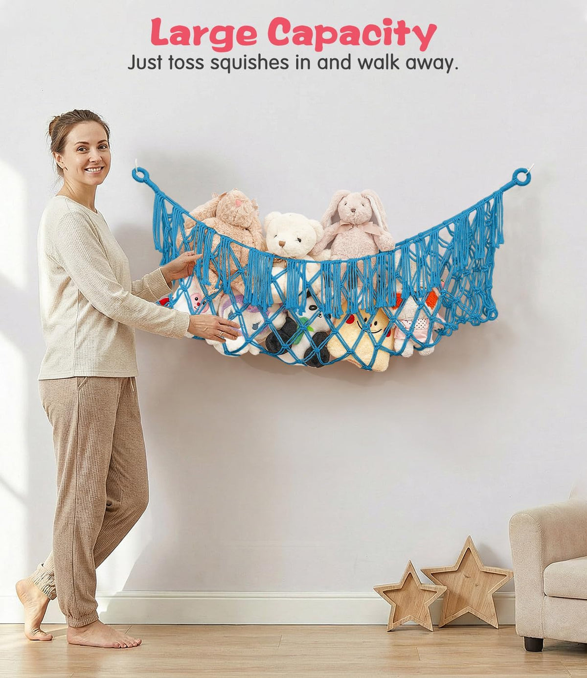 Stuffed Animal Hammock - Extra Large 56'' Long (Cream White)