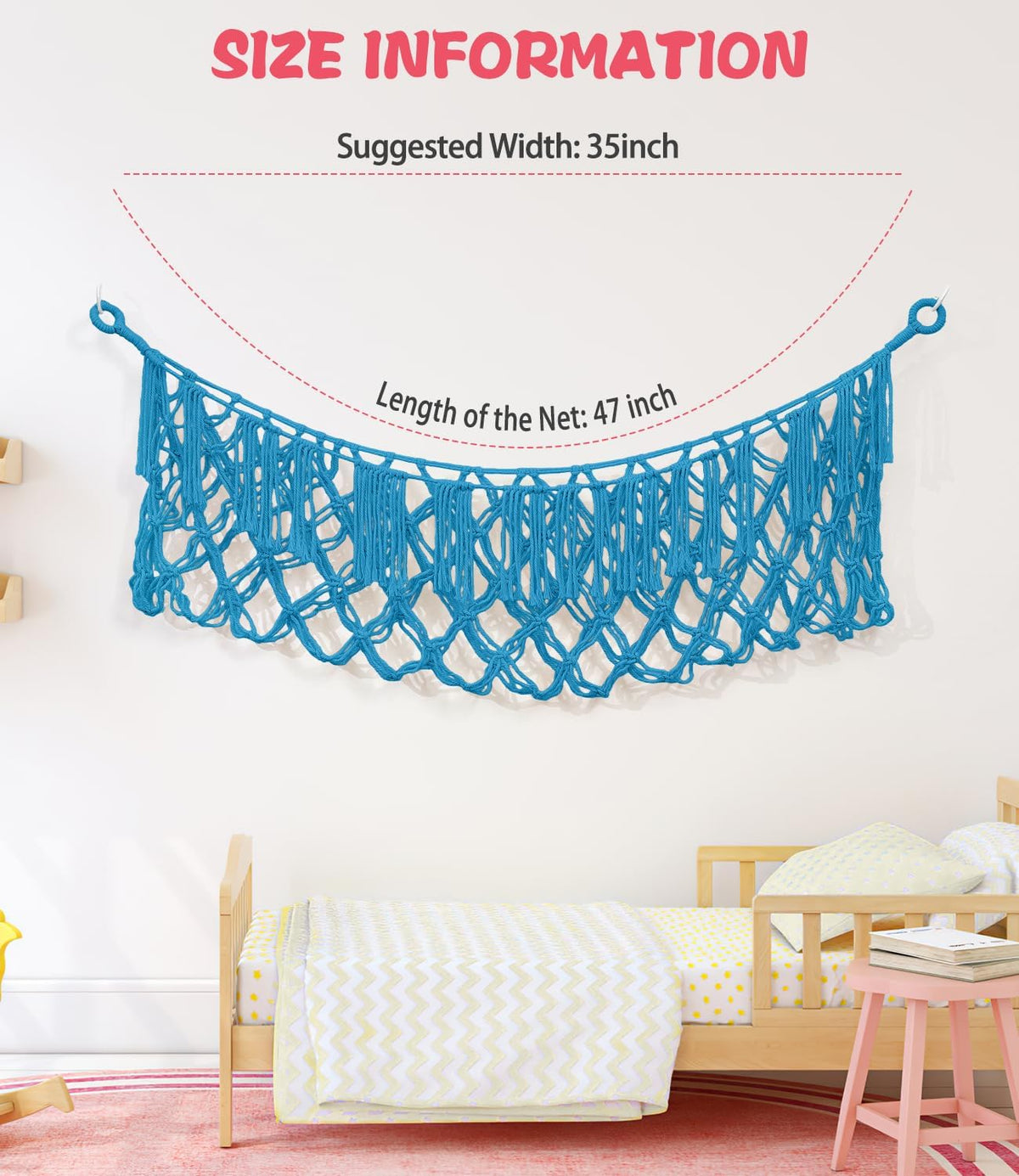 Stuffed Animal Hammock - Extra Large 56'' Long (Cream White)