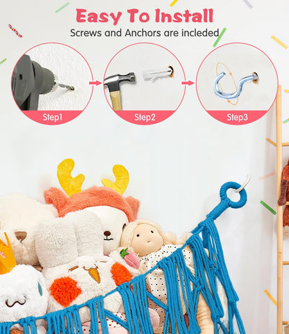 Stuffed Animal Hammock - Extra Large 56'' Long (Cream White)