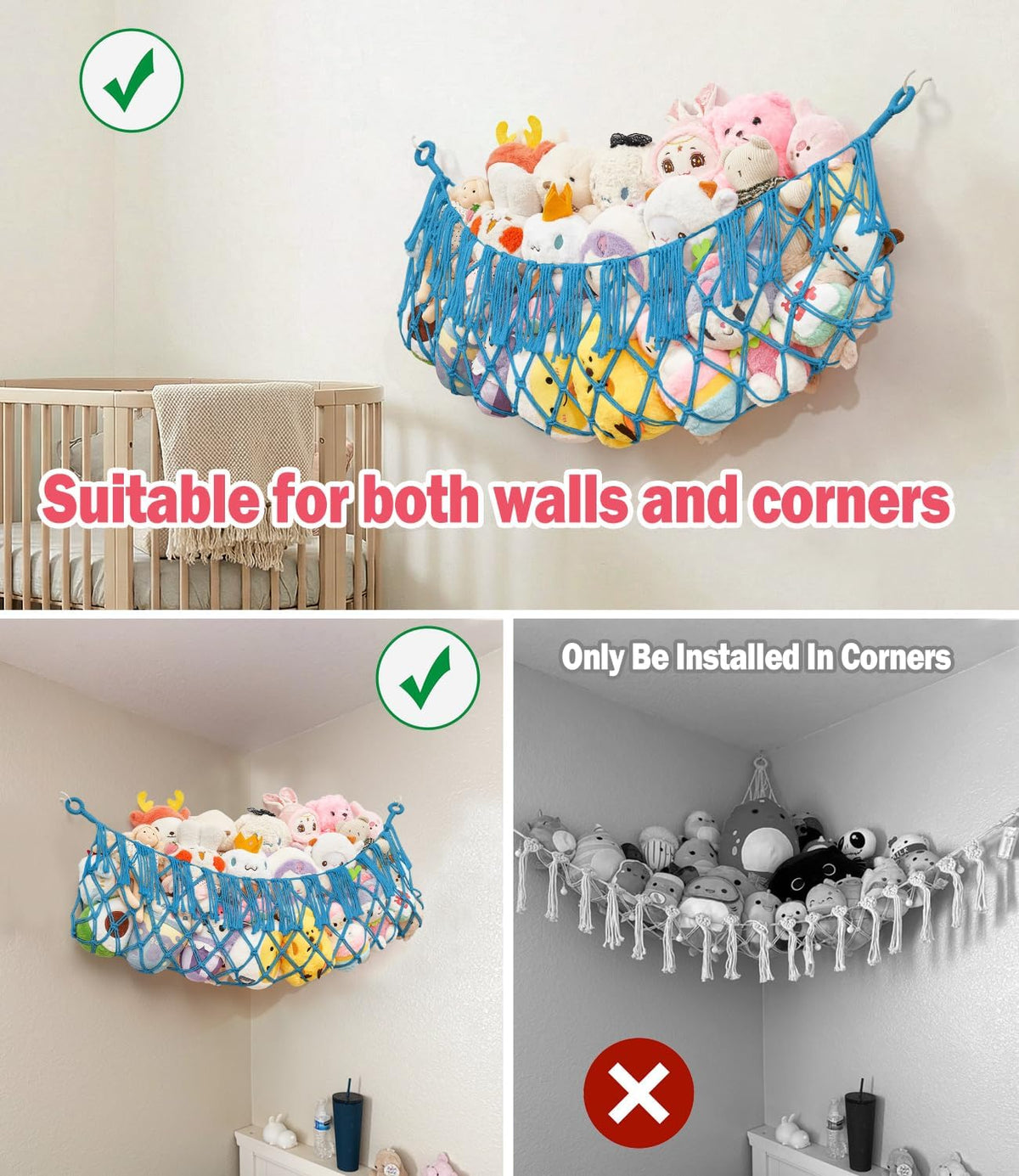 Stuffed Animal Hammock - Extra Large 56'' Long (Cream White)