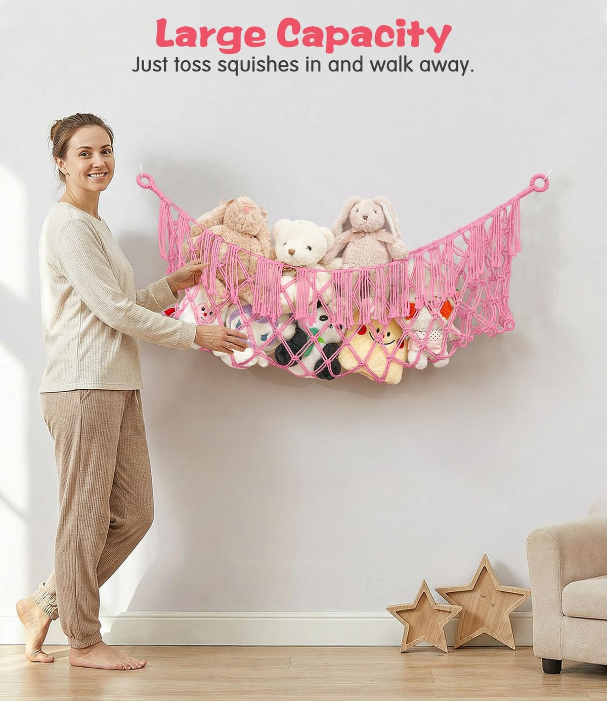 Stuffed Animal Hammock - Extra Large 56'' Long (Cream White)