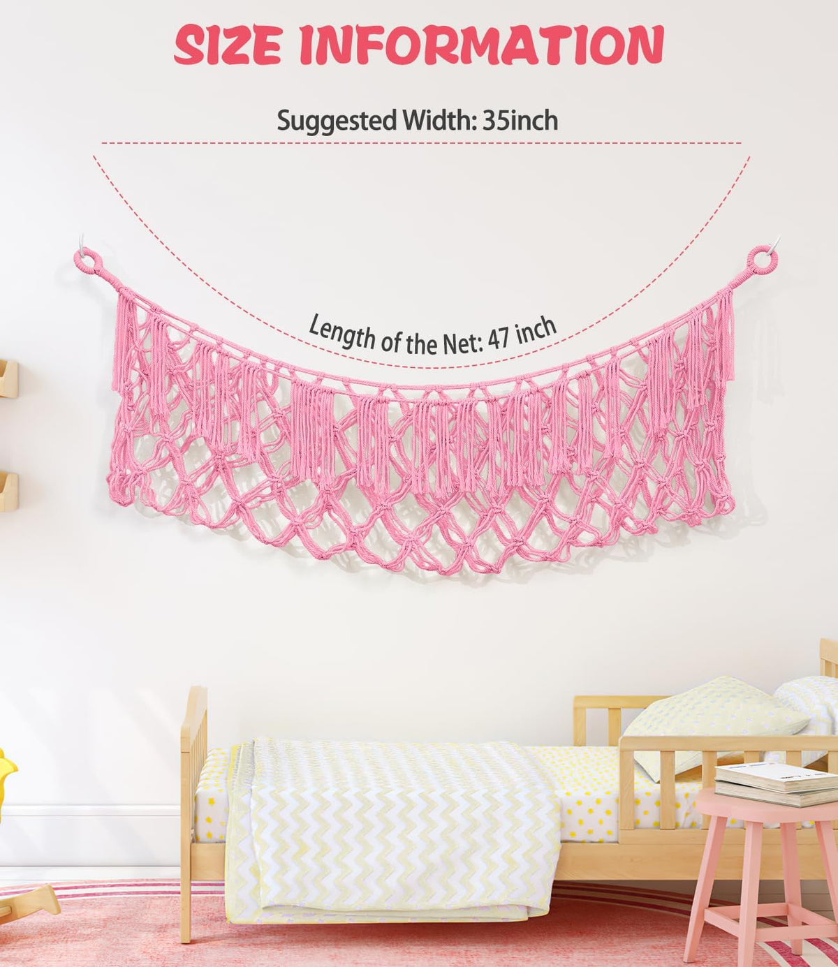 Stuffed Animal Hammock - Extra Large 56'' Long (Cream White)