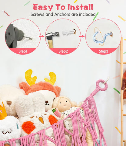 Stuffed Animal Hammock - Extra Large 56'' Long (Cream White)