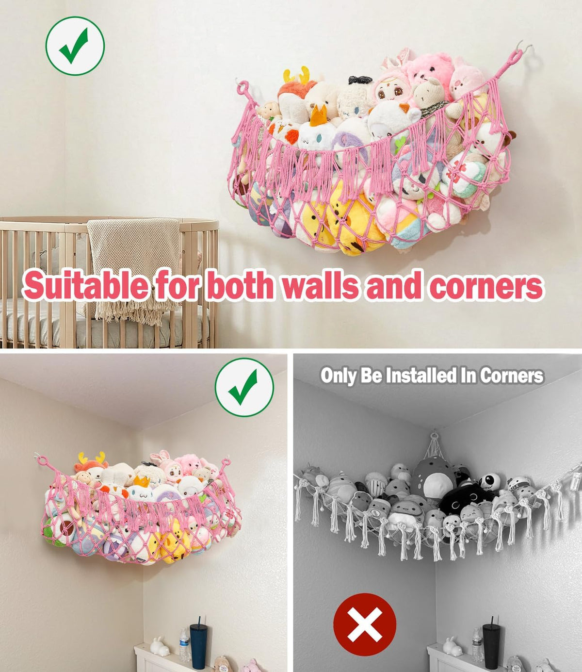 Stuffed Animal Hammock - Extra Large 56'' Long (Cream White)