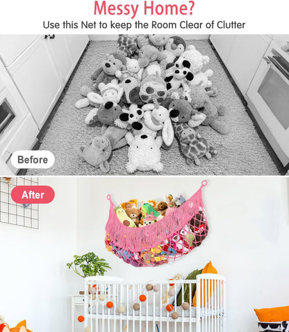 Stuffed Animal Hammock - Extra Large 56'' Long (Cream White)