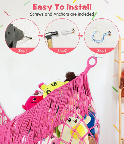 Stuffed Animal Hammock - Extra Large 56'' Long (Cream White)