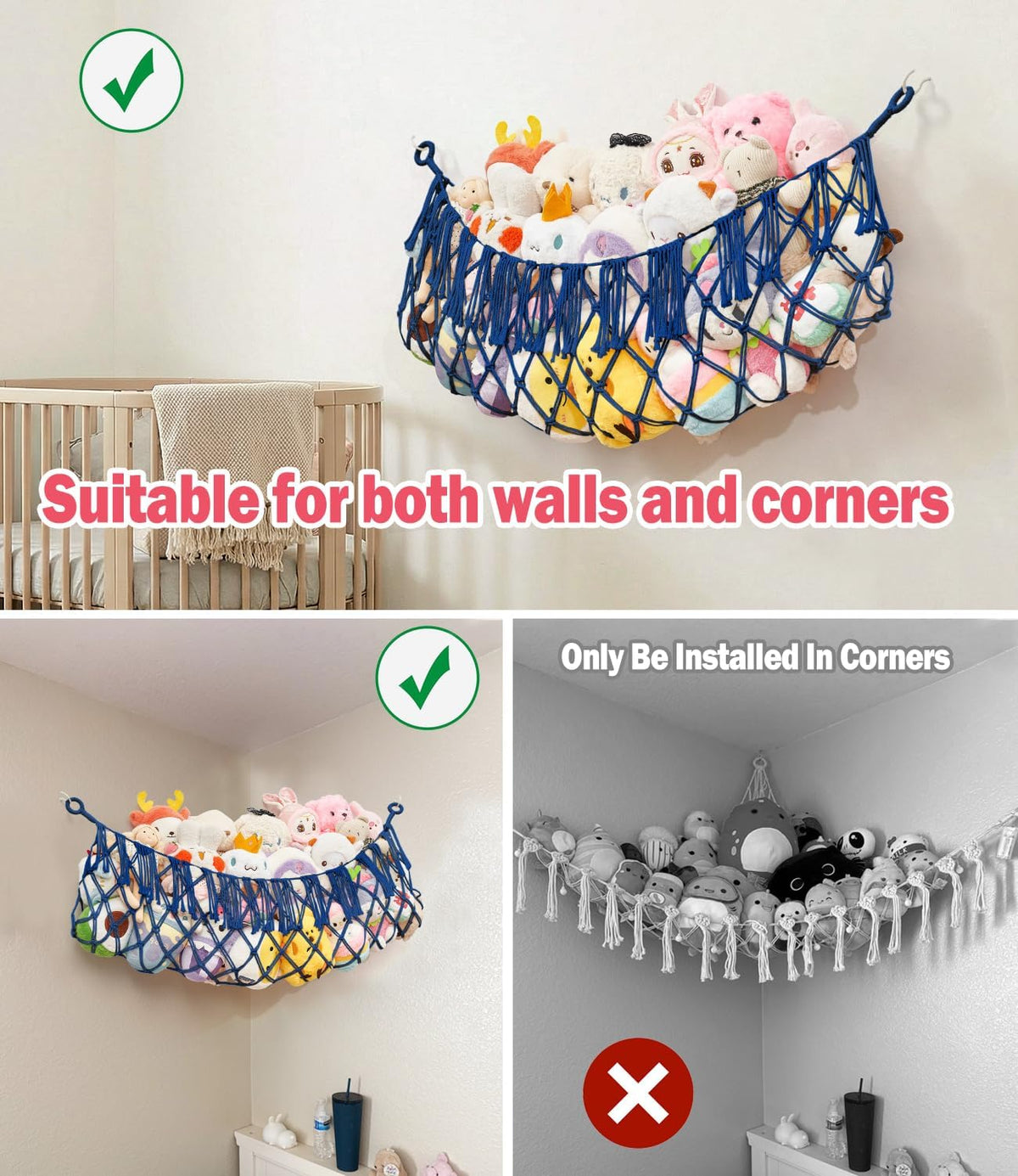 Stuffed Animal Hammock - Extra Large 56'' Long (Cream White)