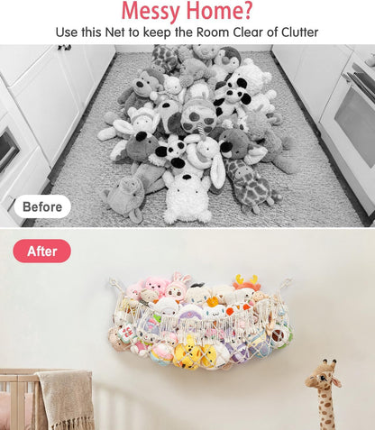 Stuffed Animal Hammock - Extra Large 56'' Long (Cream White)