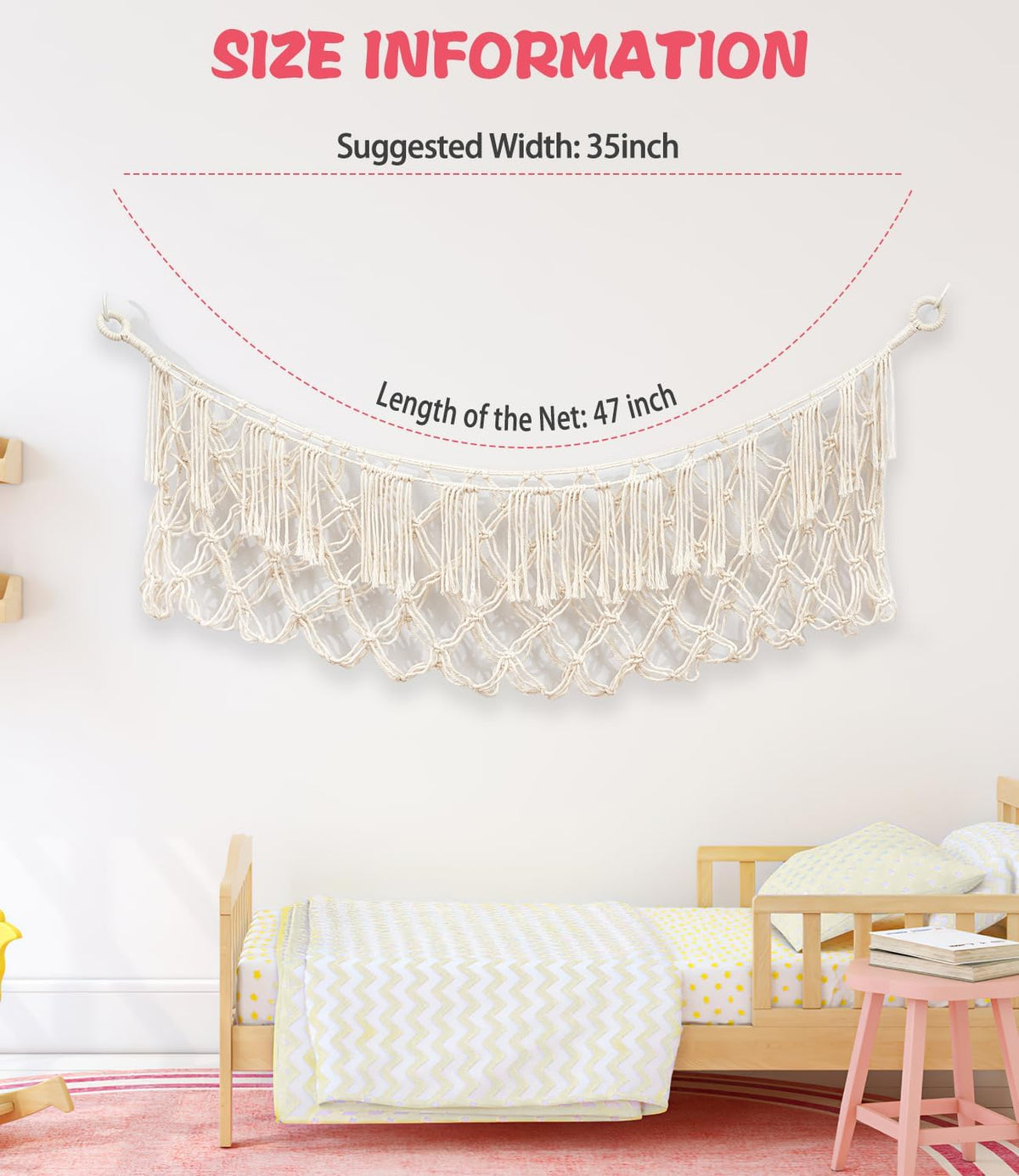 Stuffed Animal Hammock - Extra Large 56'' Long (Cream White)