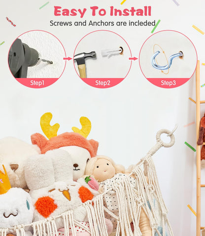 Stuffed Animal Hammock - Extra Large 56'' Long (Cream White)