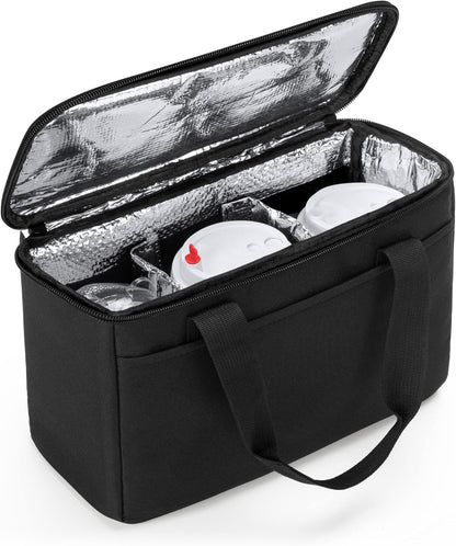 Reusable 3-Cup Drink Carrier for Delivery Insulated Drink Caddy,Grey | Beverages Carrier Tote with Adjustable Dividers for Take Out, Outdoors