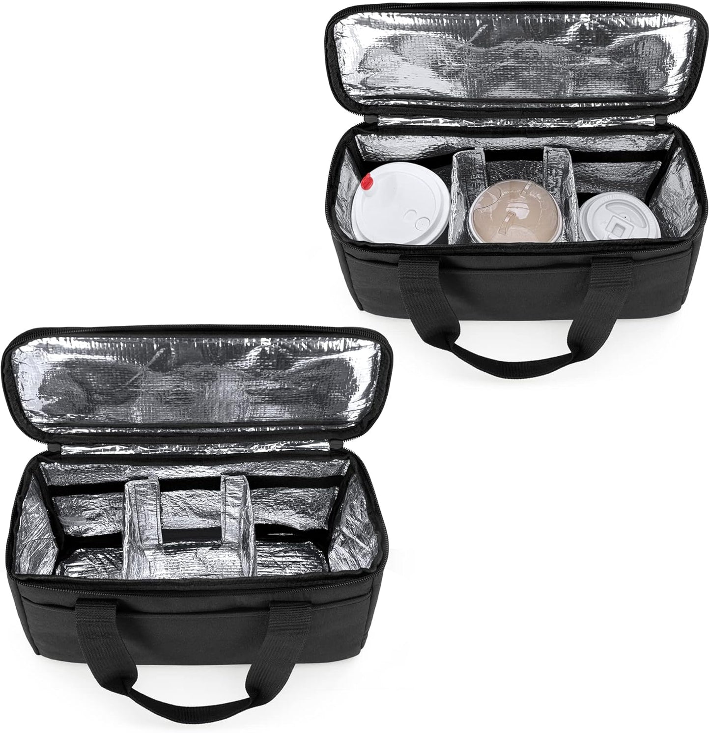 Reusable 3-Cup Drink Carrier for Delivery Insulated Drink Caddy,Grey | Beverages Carrier Tote with Adjustable Dividers for Take Out, Outdoors