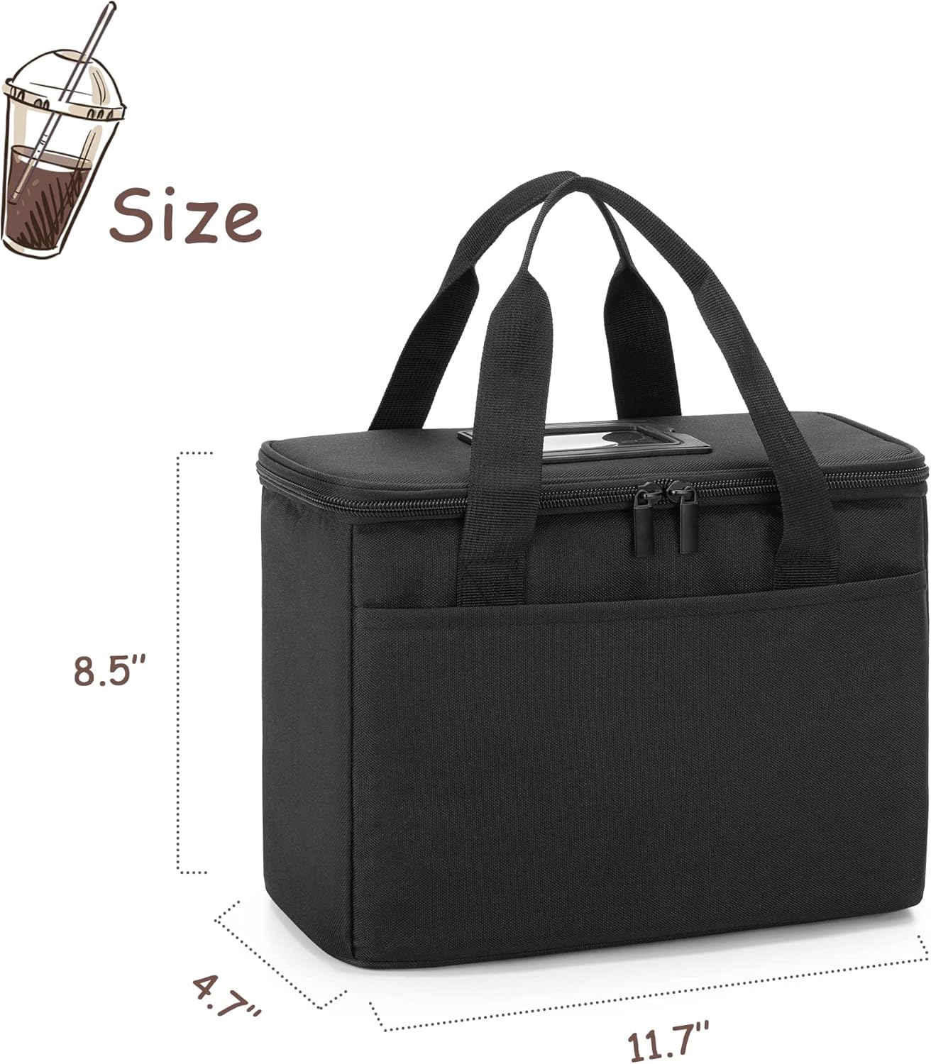 Reusable 3-Cup Drink Carrier for Delivery Insulated Drink Caddy,Grey | Beverages Carrier Tote with Adjustable Dividers for Take Out, Outdoors