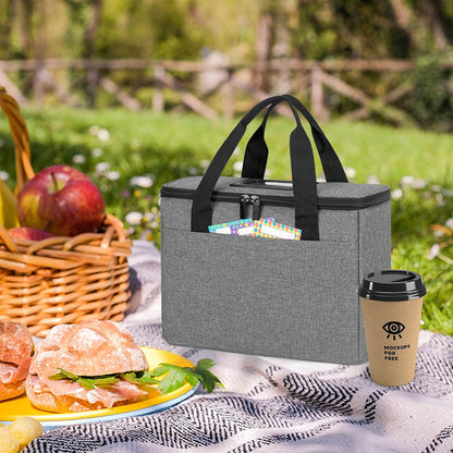 Reusable 3-Cup Drink Carrier for Delivery Insulated Drink Caddy,Grey | Beverages Carrier Tote with Adjustable Dividers for Take Out, Outdoors