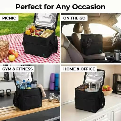 Insulated Drink Carrier Bag with Handle- 4 Cup Adjustable Beverage Holder for Coffee,Boba Tea& Soda- Reusable Delivery Bag for Small, Medium & Large Cups- Foldable Drink Transport Carrier.