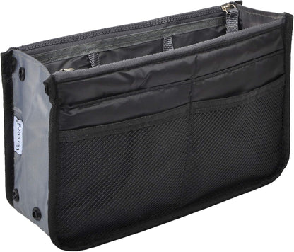 Purse Organizer Insert for Handbags Bag Organizers Inside Tote Pocketbook Women Nurse Nylon 13 Pockets Black Small