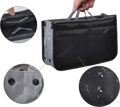 Purse Organizer Insert for Handbags Bag Organizers Inside Tote Pocketbook Women Nurse Nylon 13 Pockets Black Small
