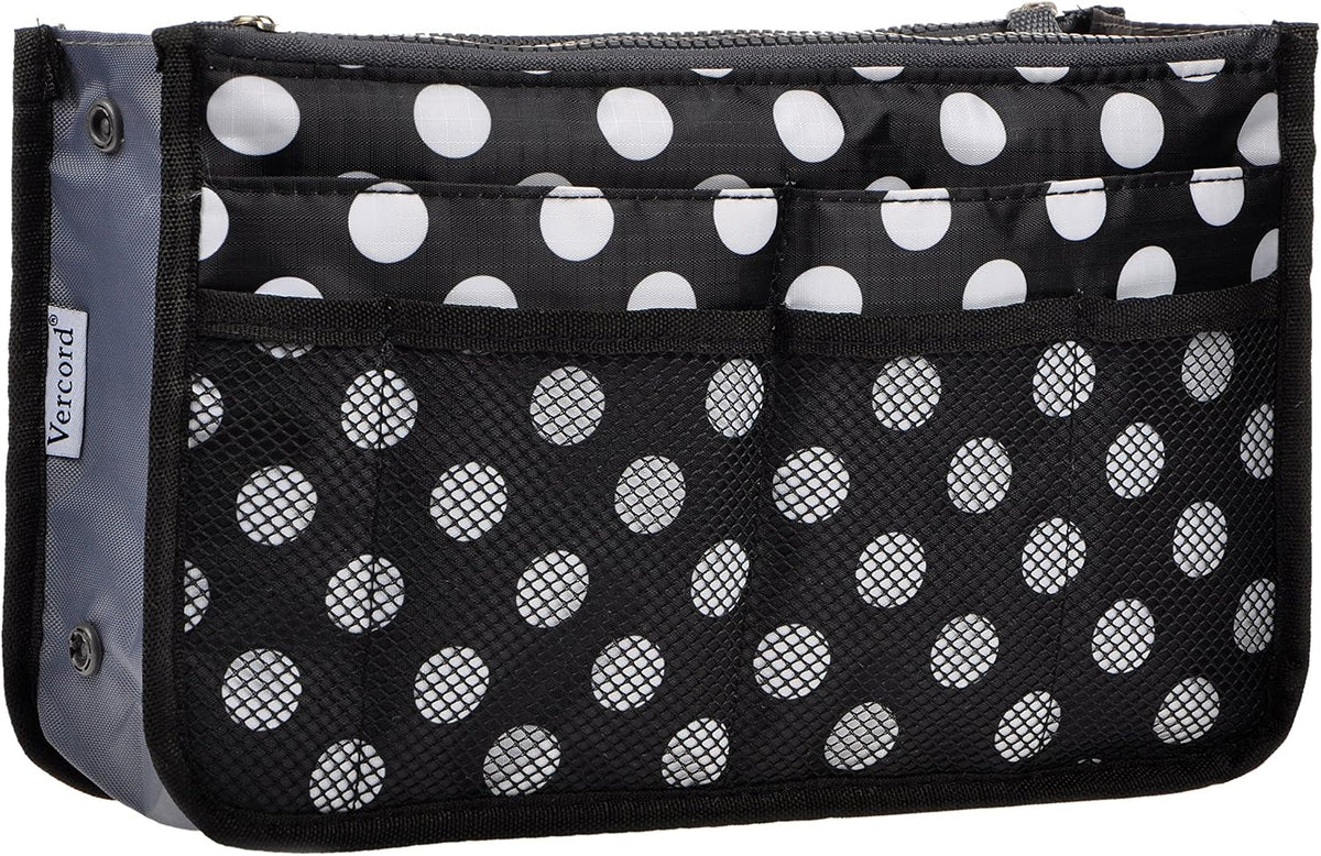 Purse Organizer Insert for Handbags Bag Organizers Inside Tote Pocketbook Women Nurse Nylon 13 Pockets Black Small