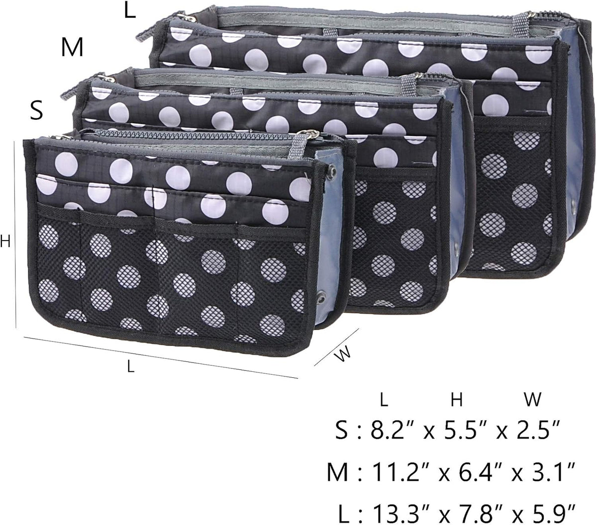 Purse Organizer Insert for Handbags Bag Organizers Inside Tote Pocketbook Women Nurse Nylon 13 Pockets Black Small
