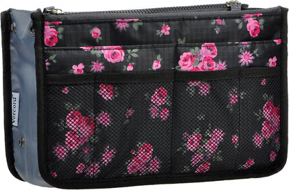 Purse Organizer Insert for Handbags Bag Organizers Inside Tote Pocketbook Women Nurse Nylon 13 Pockets Black Small