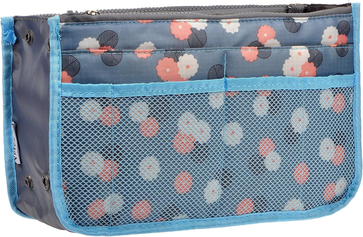 Purse Organizer Insert for Handbags Bag Organizers Inside Tote Pocketbook Women Nurse Nylon 13 Pockets Black Small