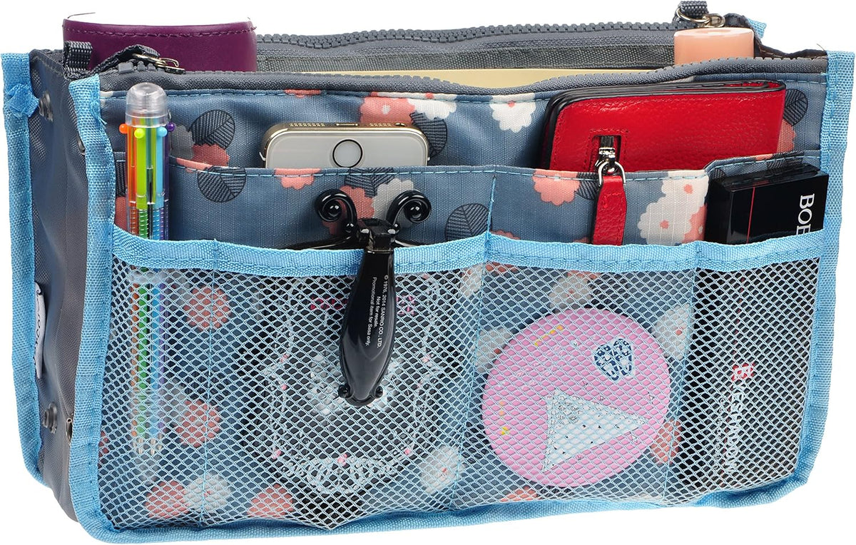 Purse Organizer Insert for Handbags Bag Organizers Inside Tote Pocketbook Women Nurse Nylon 13 Pockets Black Small
