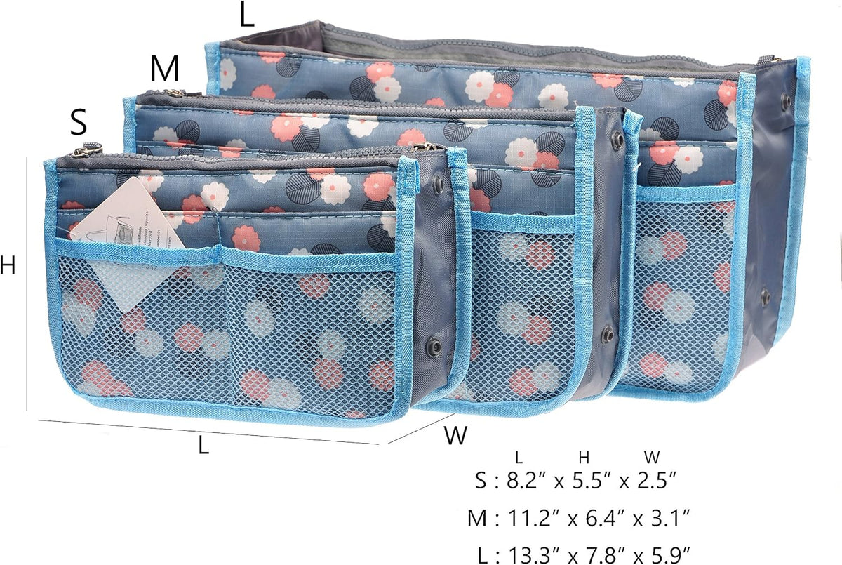 Purse Organizer Insert for Handbags Bag Organizers Inside Tote Pocketbook Women Nurse Nylon 13 Pockets Black Small