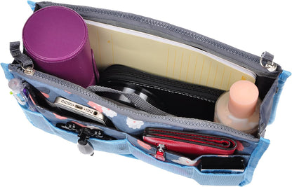 Purse Organizer Insert for Handbags Bag Organizers Inside Tote Pocketbook Women Nurse Nylon 13 Pockets Black Small