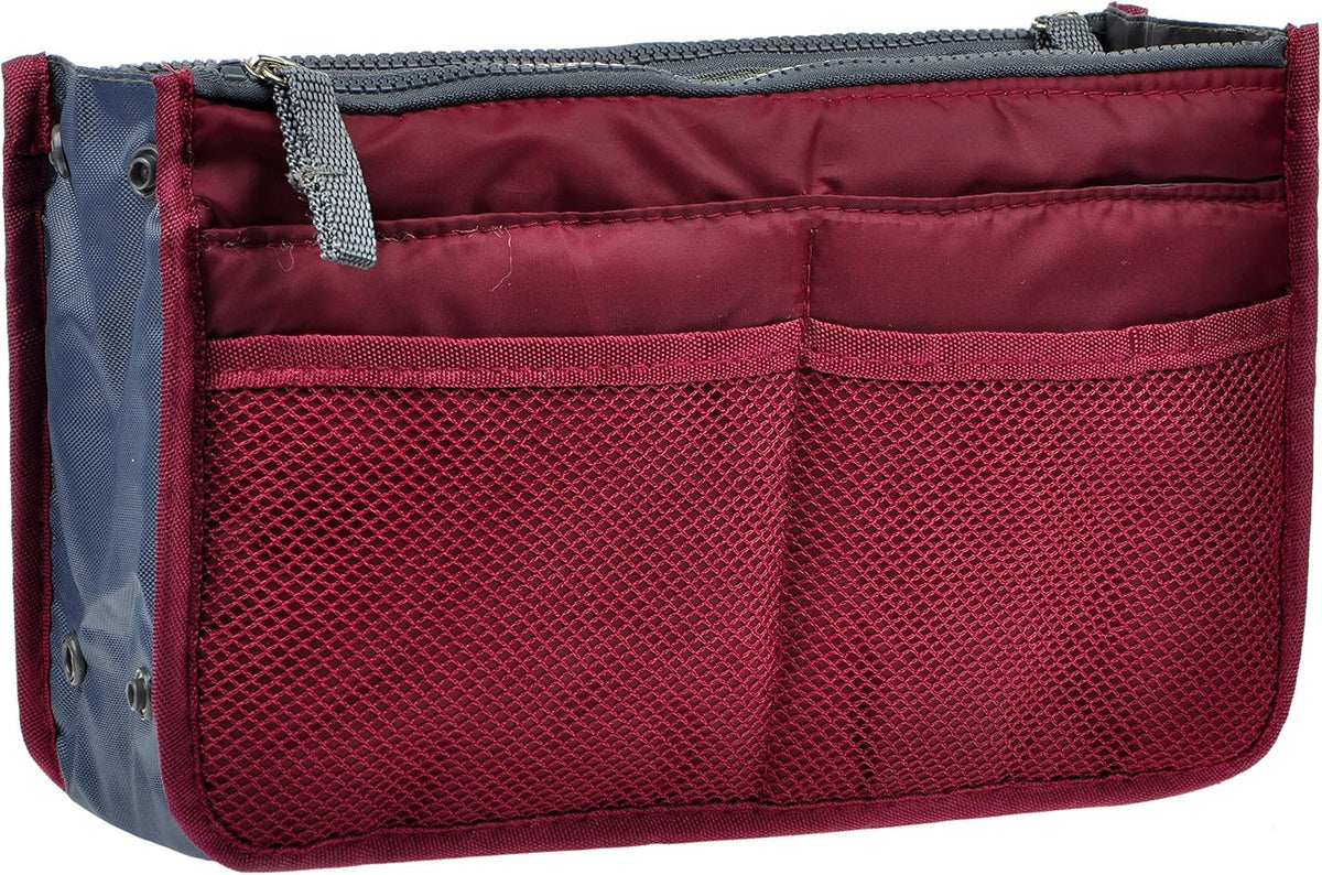 Purse Organizer Insert for Handbags Bag Organizers Inside Tote Pocketbook Women Nurse Nylon 13 Pockets Black Small