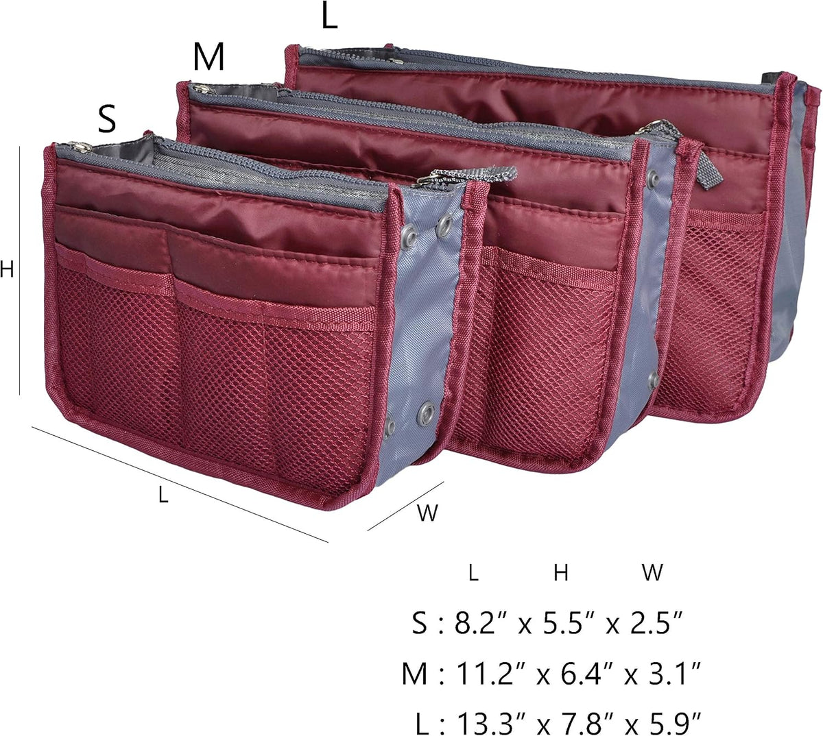Purse Organizer Insert for Handbags Bag Organizers Inside Tote Pocketbook Women Nurse Nylon 13 Pockets Black Small