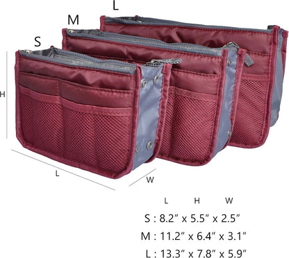 Purse Organizer Insert for Handbags Bag Organizers Inside Tote Pocketbook Women Nurse Nylon 13 Pockets Black Small