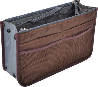 Purse Organizer Insert for Handbags Bag Organizers Inside Tote Pocketbook Women Nurse Nylon 13 Pockets Black Small