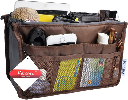 Purse Organizer Insert for Handbags Bag Organizers Inside Tote Pocketbook Women Nurse Nylon 13 Pockets Black Small