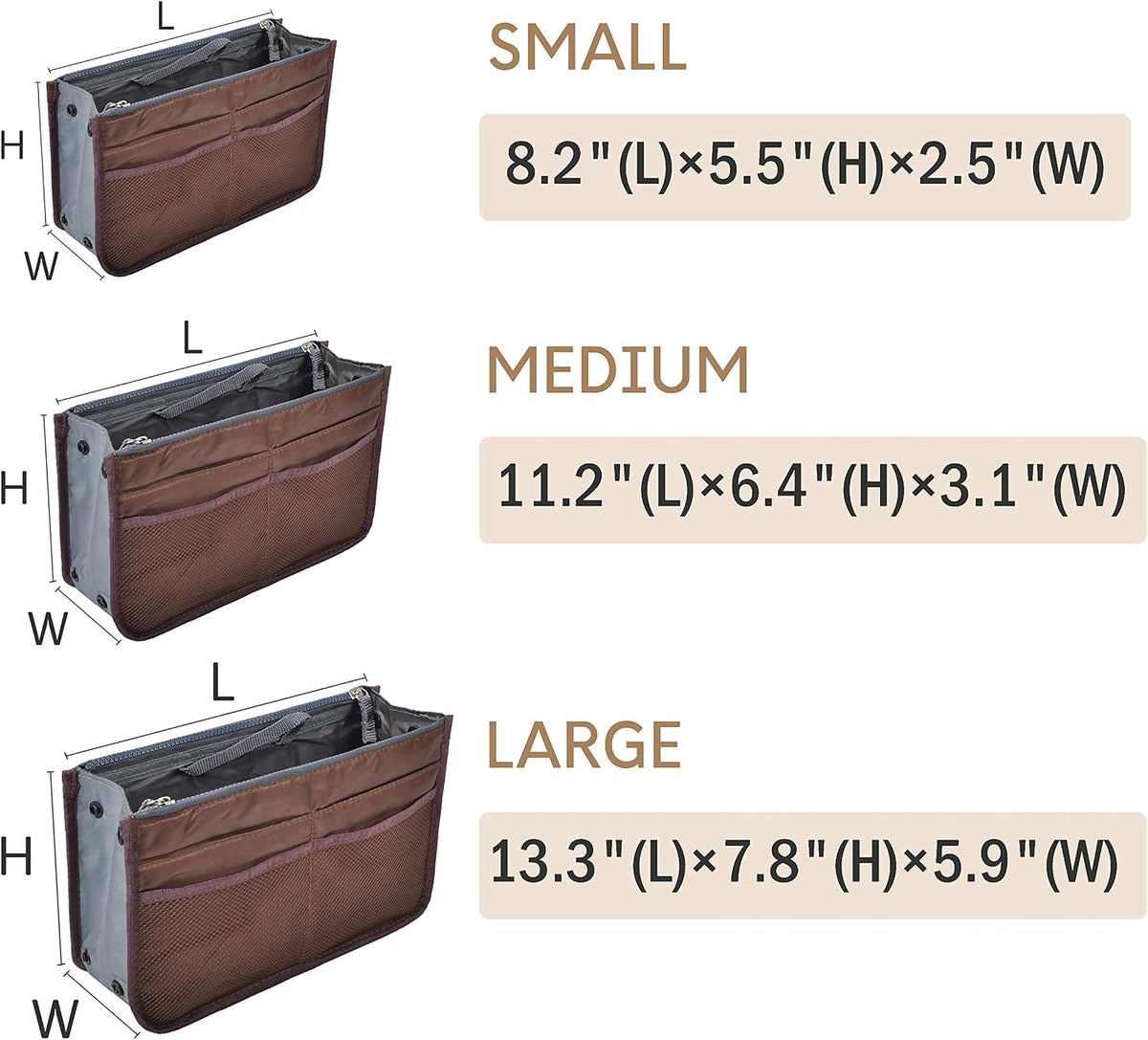 Purse Organizer Insert for Handbags Bag Organizers Inside Tote Pocketbook Women Nurse Nylon 13 Pockets Black Small