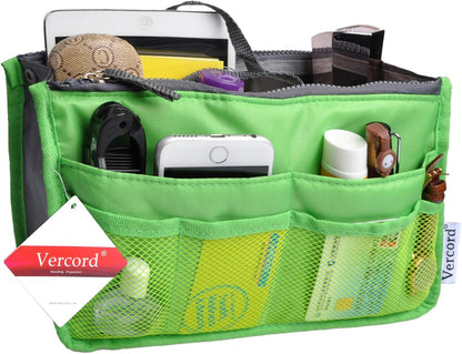 Purse Organizer Insert for Handbags Bag Organizers Inside Tote Pocketbook Women Nurse Nylon 13 Pockets Black Small
