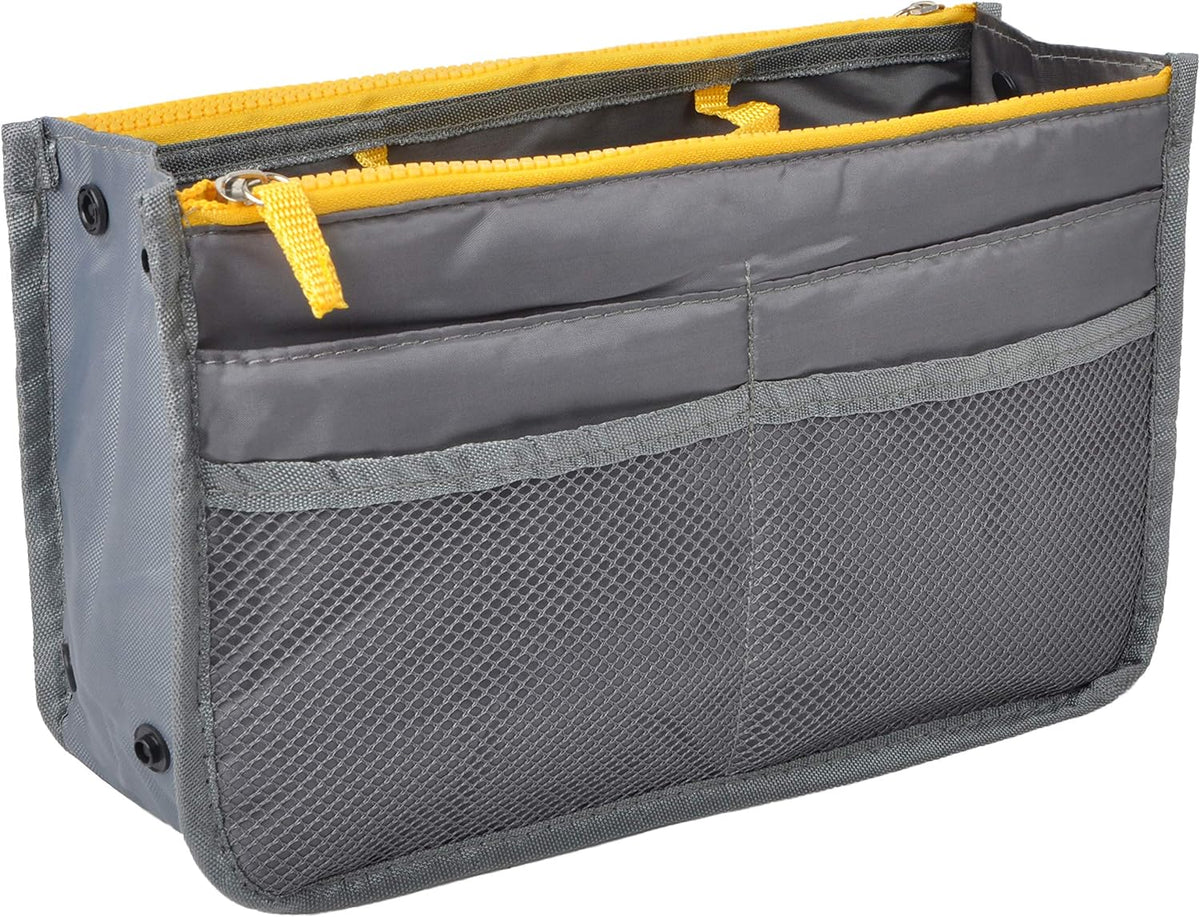 Purse Organizer Insert for Handbags Bag Organizers Inside Tote Pocketbook Women Nurse Nylon 13 Pockets Black Small