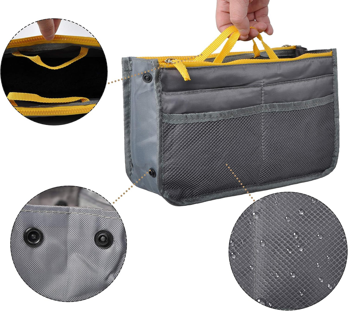 Purse Organizer Insert for Handbags Bag Organizers Inside Tote Pocketbook Women Nurse Nylon 13 Pockets Black Small